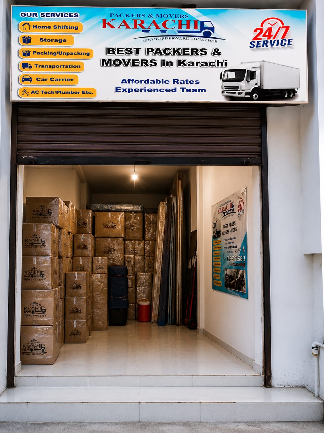 Office and commercial goods prepared for intercity relocation from Karachi